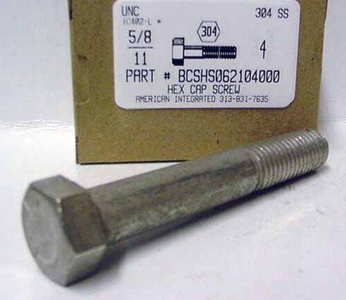 5/8-11X4 HEX HEAD CAP SCREW 304 STAINLESS STEEL