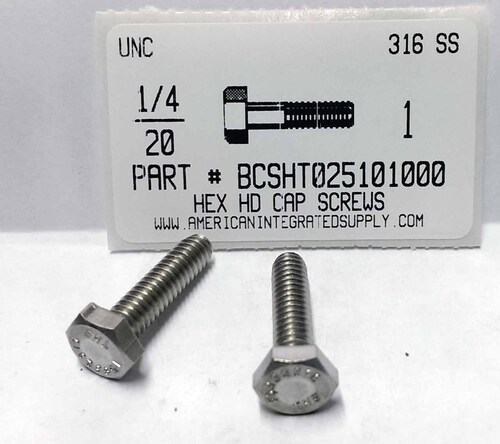 1/4-20X1 HEX HEAD CAP SCREW 316 STAINLESS STEEL