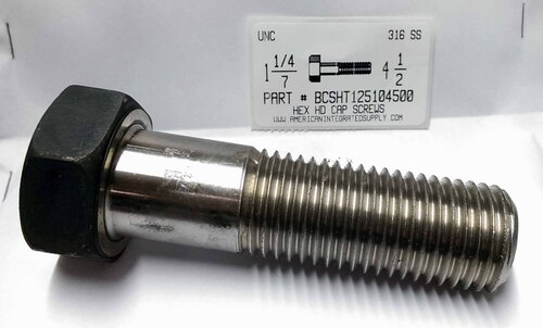 1-1/4-7X4-1/2 HEX HEAD CAP SCREW 316 STAINLESS STEEL