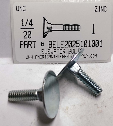 1/4-20X1 ELEVATOR BOLTS STEEL ZINC PLATED