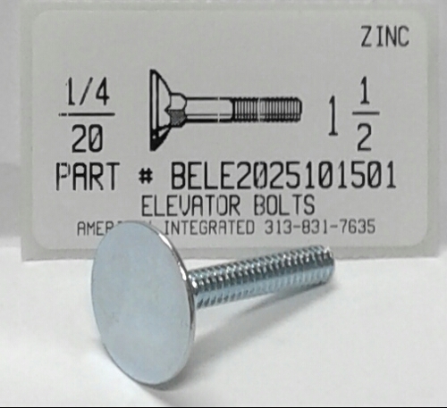 1/4-20X1-1/2 ELEVATOR BOLTS STEEL ZINC PLATED