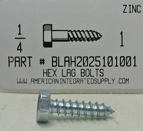 1/4X1 HEX HEAD LAG BOLT STEEL ZINC PLATED