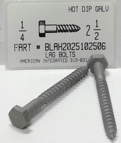 1/4X2-1/2 HEX HEAD LAG BOLT STEEL HOT DIP GALVANIZED