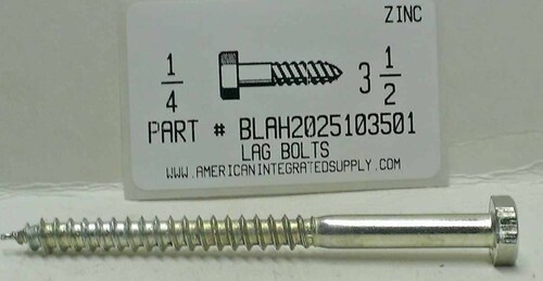 1/4X3-1/2 HEX HEAD LAG BOLT STEEL ZINC PLATED