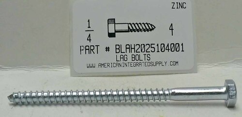 1/4X4 HEX HEAD LAG BOLT STEEL ZINC PLATED