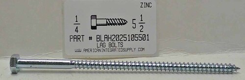 1/4X5-1/2 HEX HEAD LAG BOLT STEEL ZINC PLATED