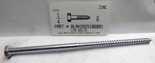 1/4X6 HEX HEAD LAG BOLT STEEL ZINC PLATED