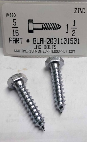 5/16X1-1/2 HEX HEAD LAG BOLT STEEL ZINC PLATED