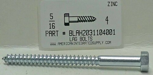 5/16X4 HEX HEAD LAG BOLT STEEL ZINC PLATED