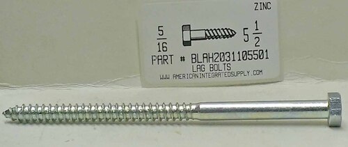 5/16X5-1/2 HEX HEAD LAG BOLT STEEL ZINC PLATED