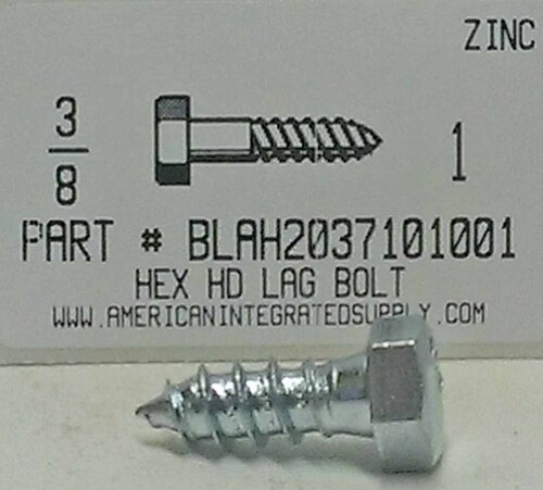 3/8X1 HEX HEAD LAG BOLT STEEL ZINC PLATED