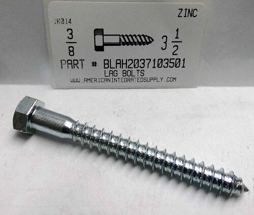 3/8X3-1/2 HEX HEAD LAG BOLT STEEL ZINC PLATED