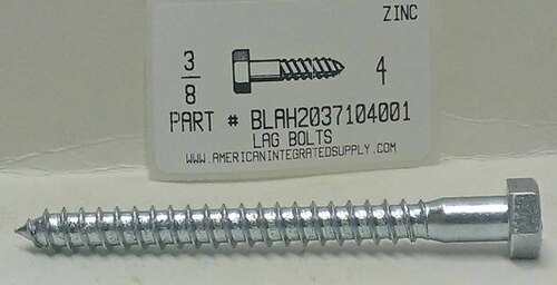 3/8X4 HEX HEAD LAG BOLT STEEL ZINC PLATED