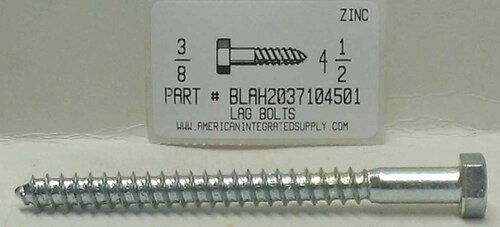 3/8X4-1/2 HEX HEAD LAG BOLT STEEL ZINC PLATED