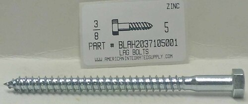 3/8X5 HEX HEAD LAG BOLT STEEL ZINC PLATED