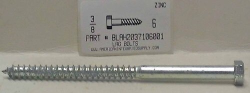 3/8X6 HEX HEAD LAG BOLT STEEL ZINC PLATED