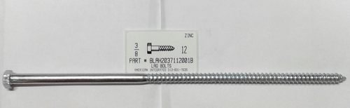 3/8X12 HEX HEAD LAG BOLT STEEL ZINC PLATED