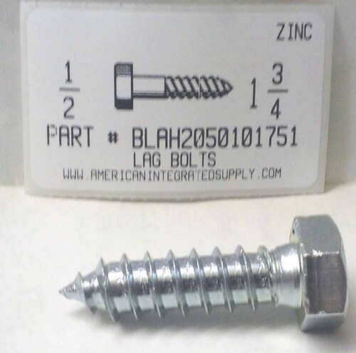 1/2X1-3/4 HEX HEAD LAG BOLT STEEL ZINC PLATED