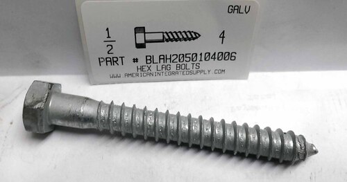 1/2X4 HEX HEAD LAG BOLT STEEL HOT DIP GALVANIZED