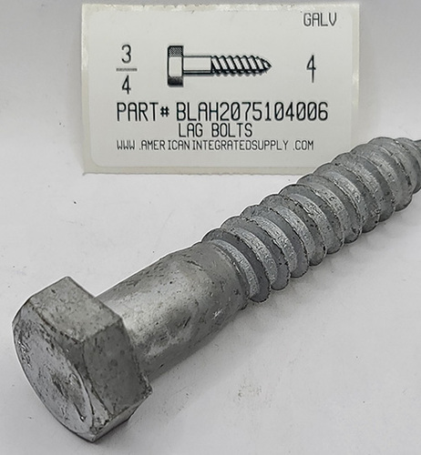 3/4X4 HEX HEAD LAG BOLT STEEL HOT DIP GALVANIZED