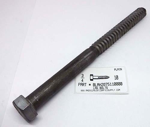 3/4X10 HEX HEAD LAG BOLT STEEL PLAIN