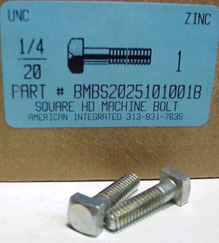 1/4-20X1 SQUARE HEAD MACHINE BOLT STEEL ZINC PLATED