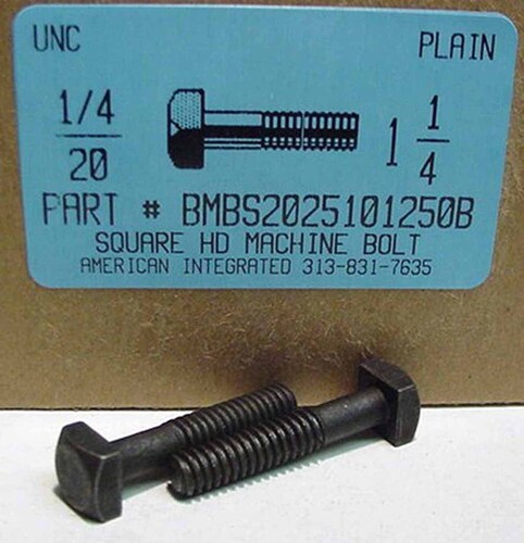 1/4-20X1-1/4 SQUARE HEAD MACHINE BOLT STEEL PLAIN