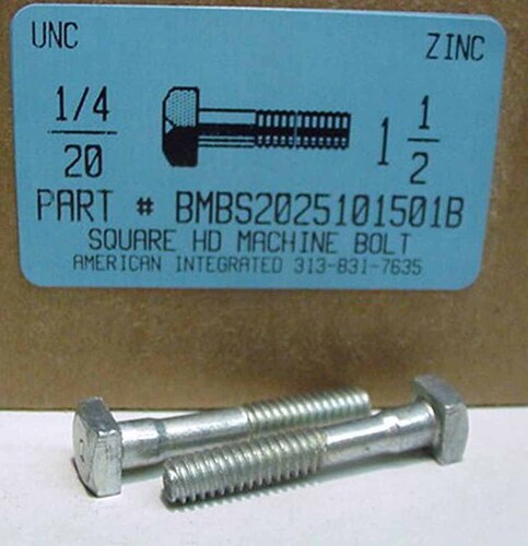 1/4-20X1-1/2 SQUARE HEAD MACHINE BOLT STEEL ZINC PLATED