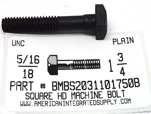 5/16-18X1-3/4 SQUARE HEAD MACHINE BOLT STEEL PLAIN