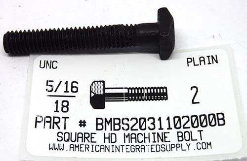 5/16-18X2 SQUARE HEAD MACHINE BOLT STEEL PLAIN