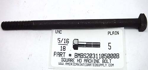 5/16-18X5 SQUARE HEAD MACHINE BOLT STEEL PLAIN