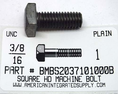 3/8-16X1 SQUARE HEAD MACHINE BOLT STEEL PLAIN