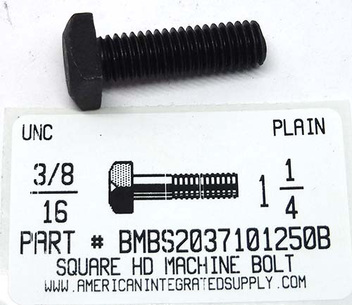 3/8-16X1-1/4 SQUARE HEAD MACHINE BOLT STEEL PLAIN