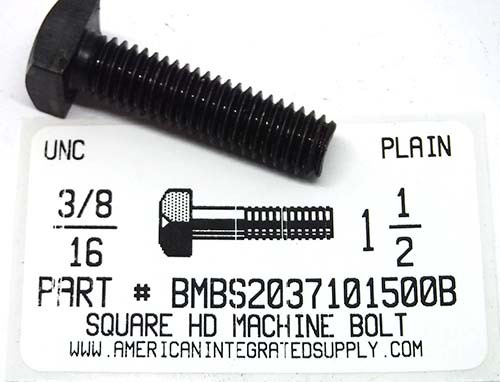 3/8-16X1-1/2 SQUARE HEAD MACHINE BOLT STEEL PLAIN