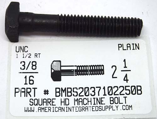 3/8-16X2-1/4 SQUARE HEAD MACHINE BOLT STEEL PLAIN