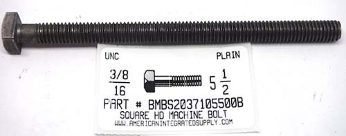 3/8-16X5-1/2 SQUARE HEAD MACHINE BOLT STEEL PLAIN