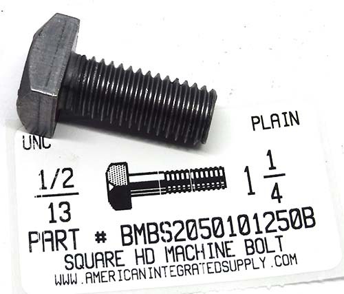 1/2-13X1-1/4 SQUARE HEAD MACHINE BOLT STEEL PLAIN