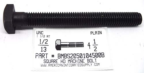 1/2-13X4-1/2 SQUARE HEAD MACHINE BOLT STEEL PLAIN