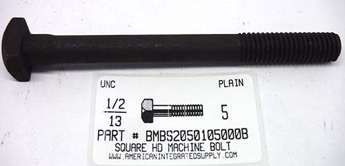 1/2-13X5 SQUARE HEAD MACHINE BOLT STEEL PLAIN