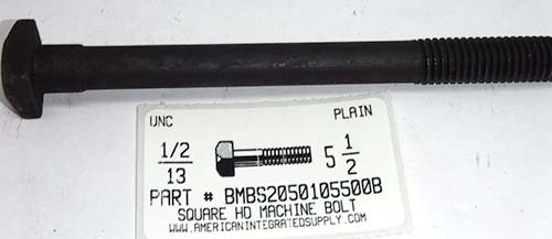 1/2-13X5-1/2 SQUARE HEAD MACHINE BOLT STEEL PLAIN