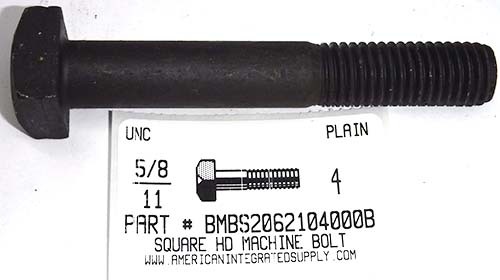 5/8-11X4 SQUARE HEAD MACHINE BOLT STEEL PLAIN