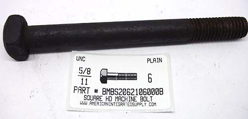 5/8-11X6 SQUARE HEAD MACHINE BOLT STEEL PLAIN