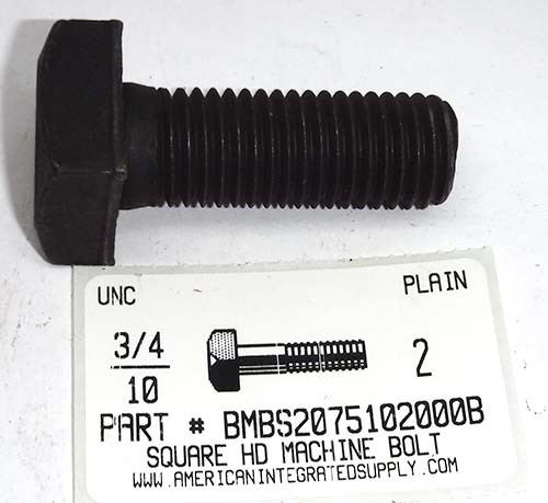 3/4-10X2 SQUARE HEAD MACHINE BOLT STEEL PLAIN