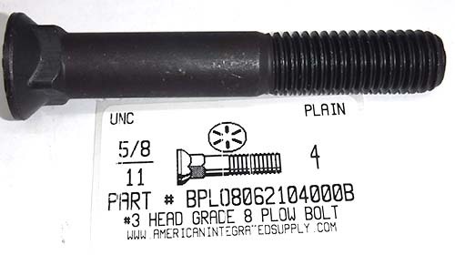 5/8-11X4 #3 DOME HEAD PLOW BOLT GRADE 8 STEEL PLAIN