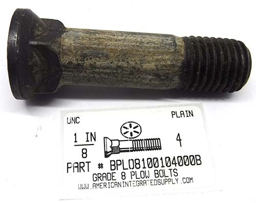 1-8X4 #3 DOME HEAD PLOW BOLT GRADE 8 STEEL PLAIN