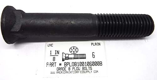 1-8X6 #3 DOME HEAD PLOW BOLT GRADE 8 STEEL PLAIN