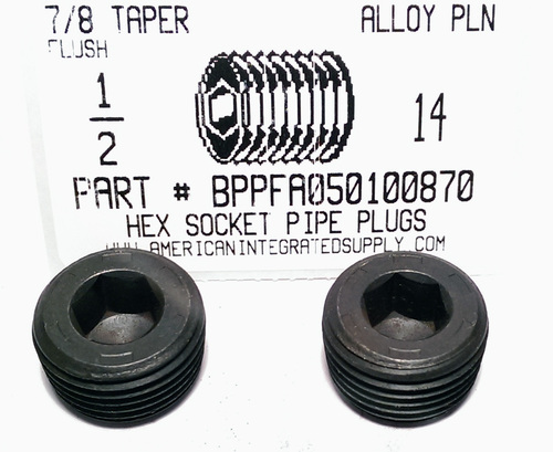 1/2-14 HEX SOCKET PIPE PLUG 7/8 TAPER STEEL PLAIN