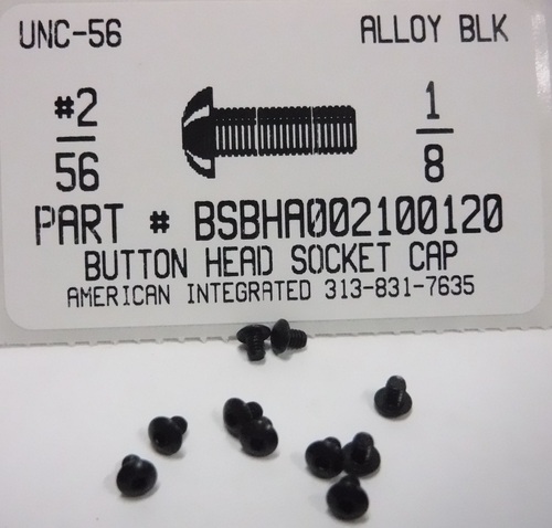 #2-56X1/8 BUTTON HEAD SOCKET CAP SCREW ALLOY STEEL BLACK