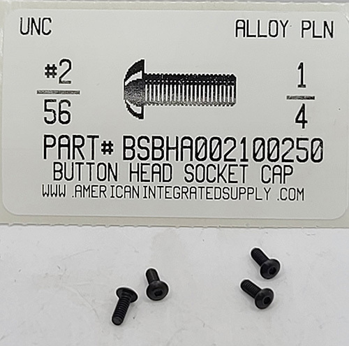 #2-56X1/4 BUTTON HEAD SOCKET CAP SCREW ALLOY STEEL BLACK