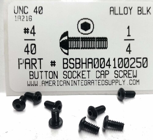 #4-40X1/4 BUTTON HEAD SOCKET CAP SCREW ALLOY STEEL BLACK